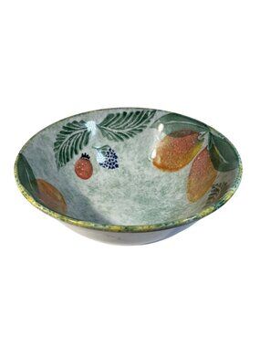 Ceramica Regina Serving Bowl Italian Ceramic Fruit & Leaf 9.25" Elegant